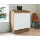 Balcão Para Cozinha Com Rodape 80cm 2 Portas Paola  Mel/branc