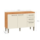 Balcão Para Cozinha Com Tampo 3 Portas 3 Gavetas Cinamomo E O