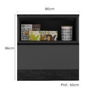 Balcão Para Cozinha Com Tampo 80cm 1 Porta 1 Gaveta Etna  Gra