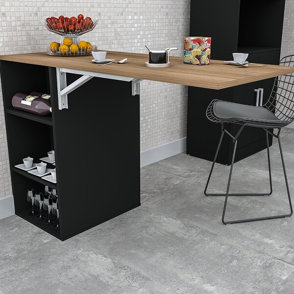 Balcão Para Cozinha Com Tampo Retrátil Enjoy Appunto Castanho