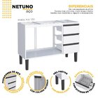 Balcão Para Cozinha Em Aço 120cm 2 Portas 3 Gavetas Netuno  B