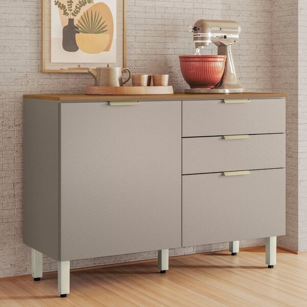 Balcão Para Cozinha Em Mdp 2 Portas E 2 Gavetas Alba Amêndola