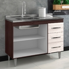 Balcão Para Cozinha Laura Castanho Avelã Sem Tampo