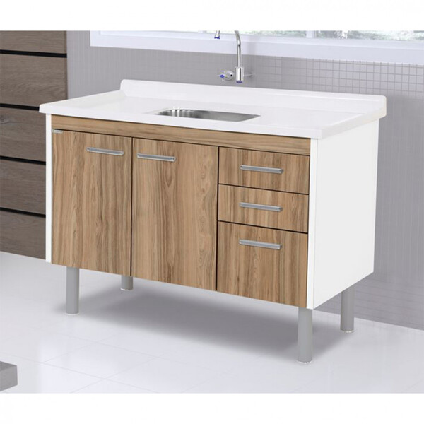 Balcão Para Cozinha Rorato Valenza Sem Tampo 2 Portas 3 Gavet