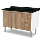 Balcão Para Cozinha Rorato Valenza Sem Tampo 2 Portas 3 Gavet