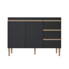 Balcão Para Cozinha Sabrina 2 Portas 3 Gavetas Preto - Moville