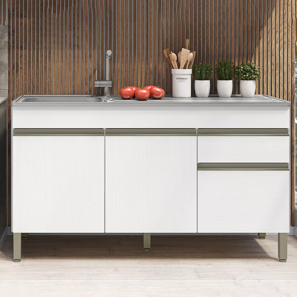 Balcão Para Cozinha Sem Tampo 3 Portas 1 Gaveta 150cm Line Su