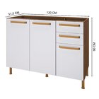 Balcão Para Cozinha Sem Tampo 3 Portas 2 Gavetas 120cm Veneza