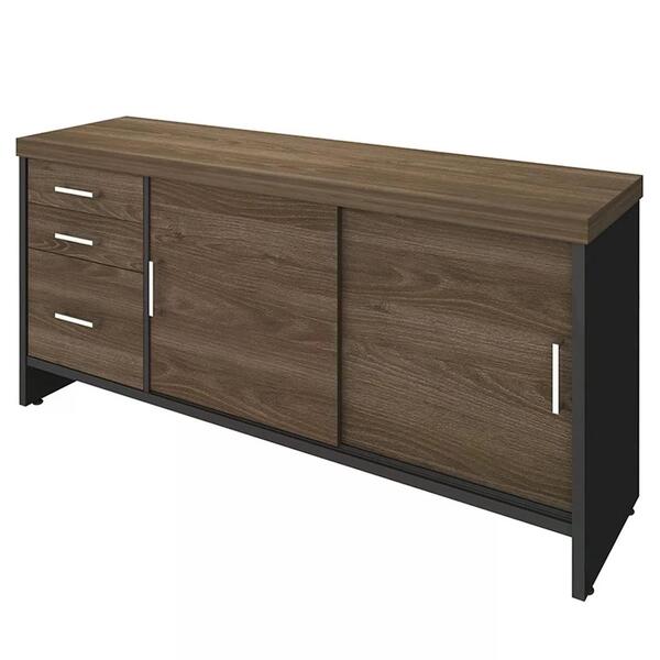 Balcão Para Escritório 160cm Tamburato A06 Marrom/preto - Mpo