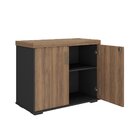 Balcão Para Escritório 2 Portas Com Chave Pequeno Nogal/preto