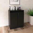 Balcão Para Escritório 2 Portas Com Chave Pequeno Preto