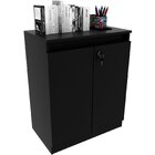 Balcão Para Escritório 2 Portas Com Chave Pequeno Preto