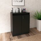 Balcão Para Escritório 2 Portas Com Chave Pequeno Preto