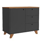 Balcão Para Escritório 3 Gavetas 1 Porta Luciano Freijó/preto