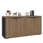 Balcão Para Escritório 4 Portas Com Chave 2 Prateleiras Nogal