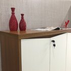 Balcão Para Escritório 4 Portas Com Chaves Freijó/branco