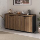 Balcão Para Escritório 4 Portas Com Chaves Nogal/preto