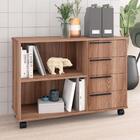 Balcão Para Escritório Com 4 Gavetas E Rodízios - Castanho