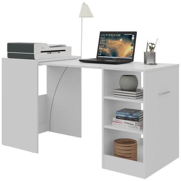 Balcão Para Escritório Com Mesa Retrátil Multimóveis Branco