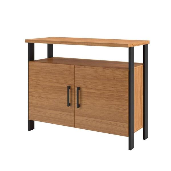 Balcão Para Escritório Estilo Industrial F32 Freijó/preto Fos