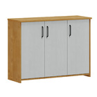 Balcão Para Escritório Linha Argos Carvalho/cinza 3 Portas Ma