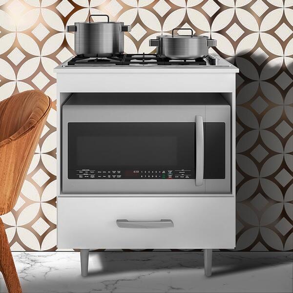 Balcão Para Fogão De Mesa Branco Archie Shop Jm