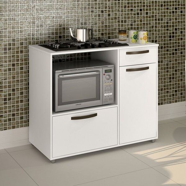 Balcão Para Forno E Fogão Luna 2 Portas 1 Gaveta Branco - Pnr