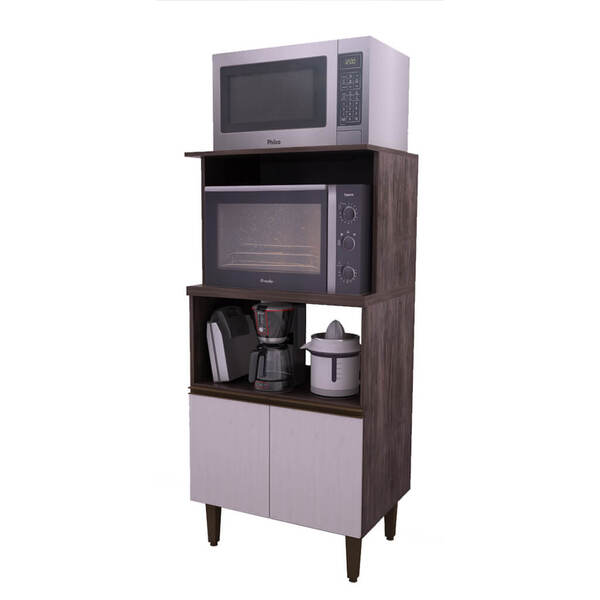 Balcão Para Forno E Microondas Carvalho E Pátina Lilies