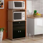 Balcão Para Forno Multiuso 2 Portas 1 Gaveta  Carvalho/preto