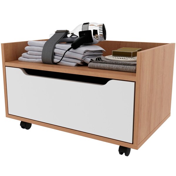 Balcão Para Gabinete De Banheiro 1 Gaveta Com Rodízio Amêndoa