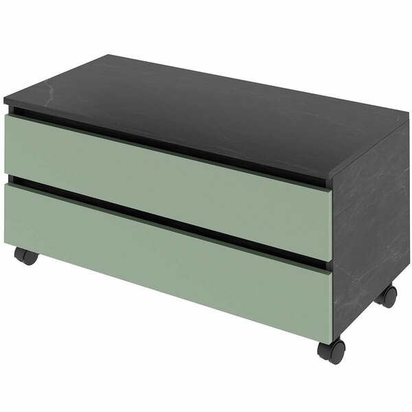 Balcão Para Gabinete De Banheiro 2 Gavetas Com Rodízios Mármo