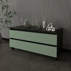 Balcão Para Gabinete De Banheiro 2 Gavetas Com Rodízios Mármo