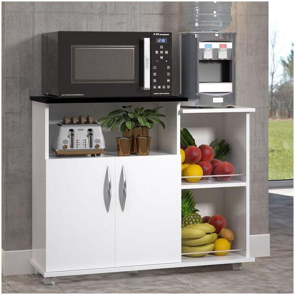 Balcão Para Lavanderia Multiuso 2 Portas Tampo Preto