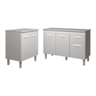 Balcão Para Microondas Ou Forno Branco E Armário Aline 118 Cm