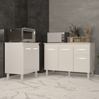 Balcão Para Microondas Ou Forno Branco E Armário Aline 118 Cm