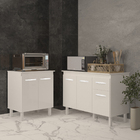 Balcão Para Microondas Ou Forno Branco E Armário Aline 118 Cm