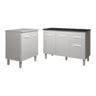 Balcão Para Microondas Ou Forno Branco E Armário Aline 118 Cm