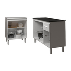 Balcão Para Microondas Ou Forno Branco E Armário Aline 118 Cm