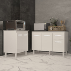 Balcão Para Microondas Ou Forno Branco E Armário Aline 118 Cm