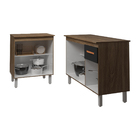 Balcão Para Microondas Ou Forno E Armário Aline 118 Cm Cozinh