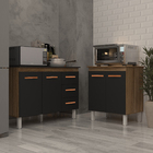 Balcão Para Microondas Ou Forno E Armário Bruna 118 Cm Cozinh