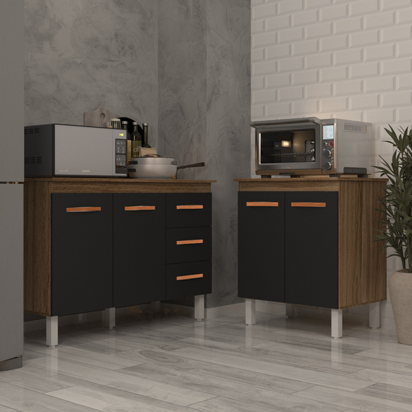 Balcão Para Microondas Ou Forno E Armário Bruna 118 Cm Cozinh