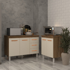 Balcão Para Microondas Ou Forno E Armário Bruna 118 Cm Cozinh