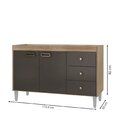Balcão Para Pia 120cm 2 Portas 3 Gavetas Bréscia Grafite