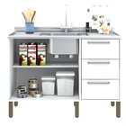 Balcão Para Pia 120cm 2 Portas 3 Gavetas Montreal Branco