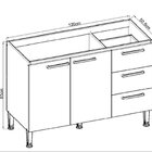 Balcão Para Pia 120cm 2 Portas 3 Gavetas Sem Tampo Conecta Éb