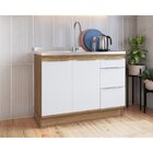 Balcão Para Pia 120cm 3 Portas 2 Gavetas Paola  Mel/branco Br