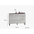 Balcão Para Pia 120cm Com 3 Portas 2 Gavetas Sem Tampo Dubai