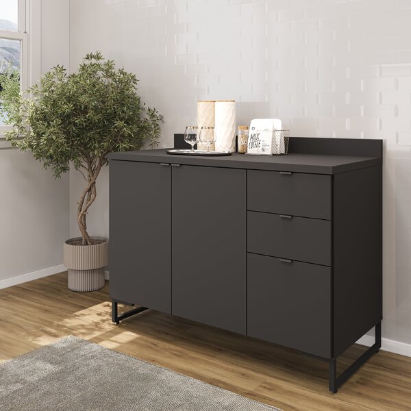 Balcão Para Pia 120cm Com Tampo Iron Espresso Móveis Preto