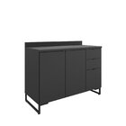 Balcão Para Pia 120cm Com Tampo Iron Espresso Móveis Preto